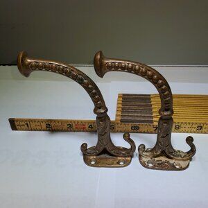 VINTAGE ADAMS & WESTLAKE SOLID BRASS COAT HOOKS FROM A SOUTHERN RAILROAD STATION